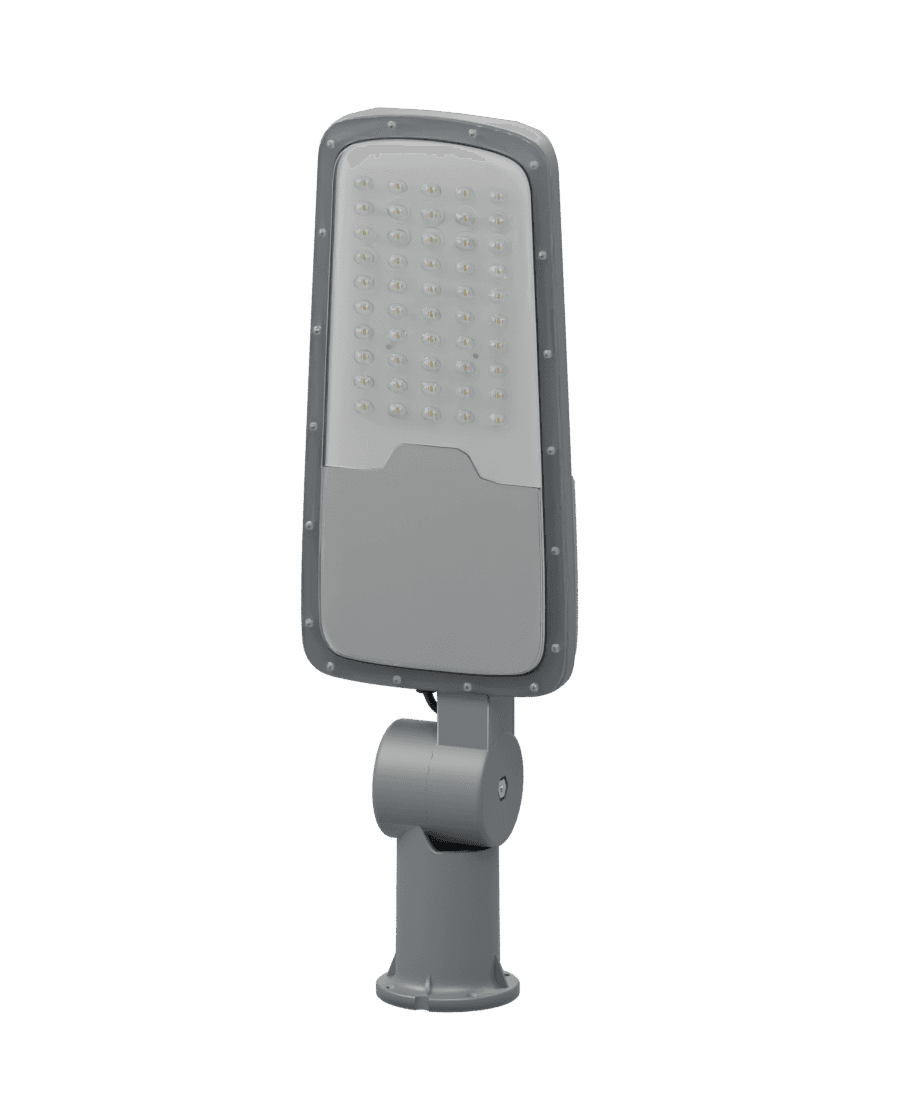 Luminária Homologada 50 W: conjunto óptico frontal, carcaça e suporte articulado